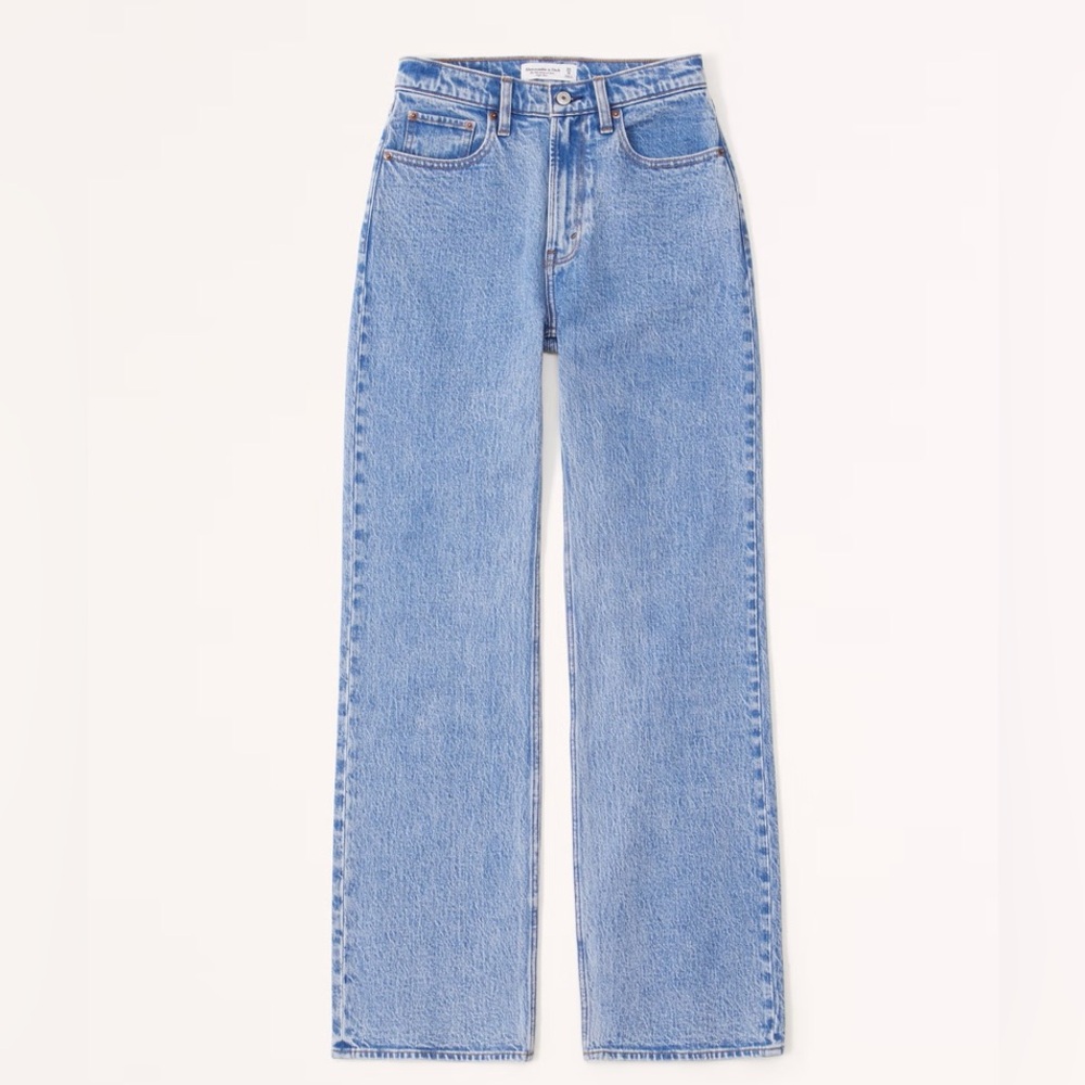 Abercrombie & Fitch Light Blue High-Rise Straight Jeans